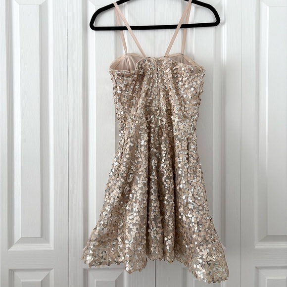 Crystal Doll Champagne Sequin Homecoming Dress - Picture 5 of 7